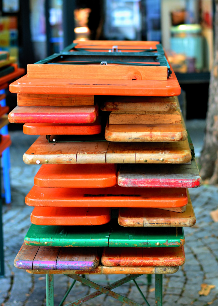 colorful benches