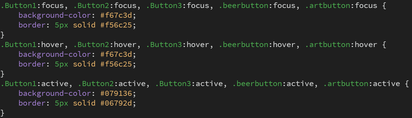 code for button colors upon user interaction