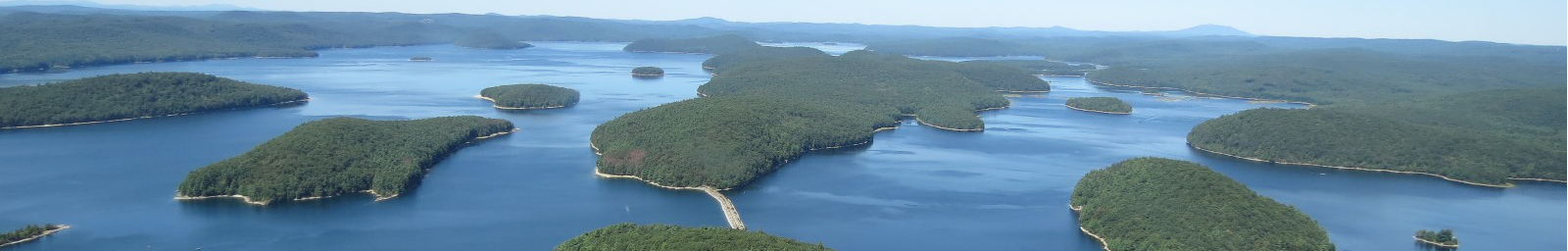 a view of the Quabbin Reservoir from above