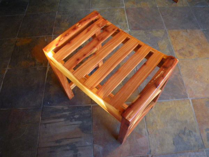 a handmade cedar bench
