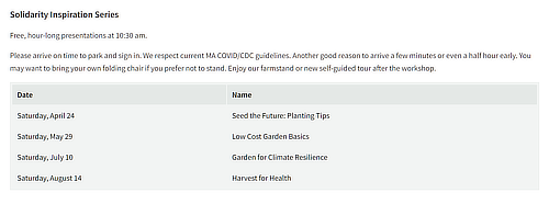 a screenshot from the Events page of my Seeds of Solidarity mockup