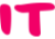two pink letters, I and T